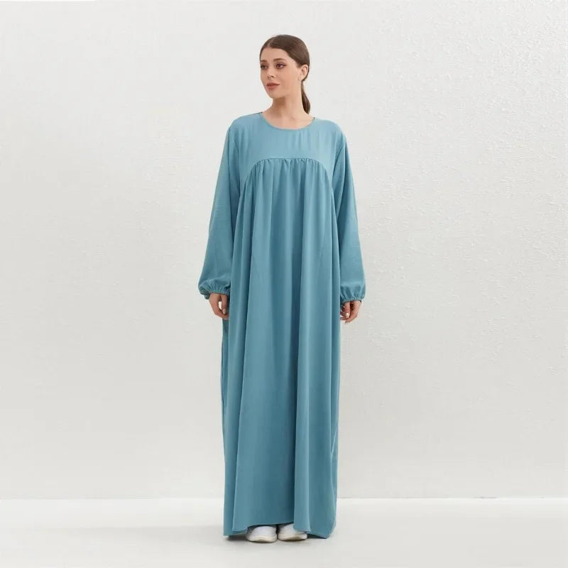 Casual Solid Maxi Abaya with Pockets