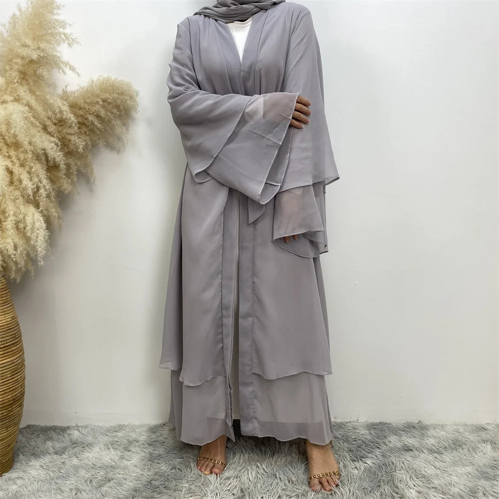 Chiffon Abaya Kimono with Belt - Dubai Style