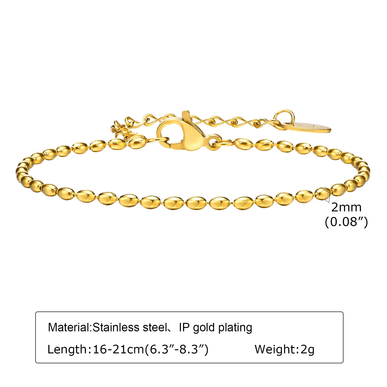 Non Tarnish Stainless Steel Bracelet Stackable for Women, Thin Herribone Chain Bracelet Waterproof Gold Plated Jewelry